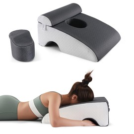 Jacobable Face Down Pillow After Eye Surgery, Ergonomic Face Down Pillow for Sleeping, Prone Pillow After Eye Surgery for Massage and Stomach Sleeping, Vitrectomy Pillow with Handle and Pocket(Gray)