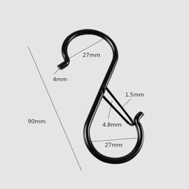 12PCS Heavy Duty S Hooks, Hangers Hooks, S Shaped Hanging Hooks for Outdoor Indoor, Lights, Kitchenware, Hanging Hooks (Black)