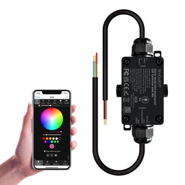 WeGoIOT Waterproof ESP32 WLED Controller with Mic , Project for Pool Boat Landscape Outdoor Lights IP65 Dynamic RGB IC DIY Lighting WiFi APP Control for WS2812B DC5-24V RGBW LED Controller (1 Channel)