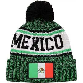 Icon Sports Mexico Country Crowned Adult Unisex Beanie Green Pom