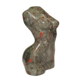 Bacatgem African Bloodstone Healing Crystal Female Model Figurine Sculpture, 2 Inches Carving Pocket Palm Stone Office Decor Decoration