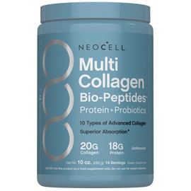 NeoCell Multi Collagen Bio-Peptides Powder | 10oz | Advanced with Hyaluronic Acid and Vitamin C | 10 Super Types of Collagen | Superior Absorption | Grassfed Protein Supplement