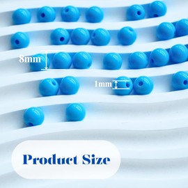 250pcs Acrylic Beads for Bracelets, 8mm Plastic Beads Smooth Round Beads for Jewelry Making DIY Crafts Supplies (Sky Blue)