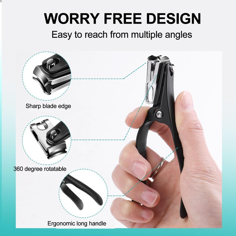 Toe Nail Clippers for Thick Nails - 360° Rotating Long