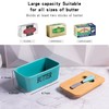 Blue Ceramic Butter Dish with Lid and Knife for Countertop,