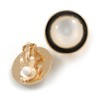 20mm D/Round Button Shaped Black Enamel with Acrylic Bead Clip