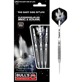Meteor steel dart made from 80% tungsten. Dart set consisting of 3 darts developed with over 10 variants, different milled barrel variants allow individually pronounced grip level., unisex_adult, Bull's Meteor Mt6 Steel Dart 23g, 13533, Silver / white., 