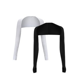 HomTop Cool Shawl Arm Covers 2-Pack Sun Protection with Finger Holes UV Protection Arm Covers for Golf (black and white)
