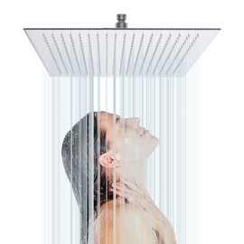 YLIEHS Luxurious 16 Inch Rain Shower Head, Ultra Thin Stainless Steel with High Pressure, Adjustable Angles, Brushed Nickel