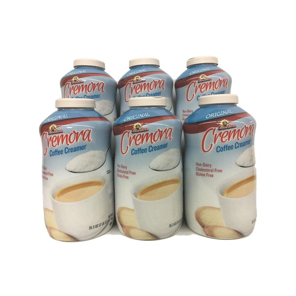 Borden Cremora Non Dairy Coffee Creamer Powder 35.3 oz with Plastic Coffee Stirrers (Pack of 6)