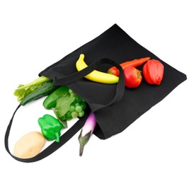 TOPASION Cotton Canvas Tote Bag, Lightweight Cloth bags,Shopping Bag, DIY Promotion Activity Bag, Solid Color bag (1, Black)