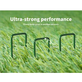 Marlow 50PCS Garden Turf U Pins, Synthetic Artificial Grass Turf Pins Pegs U Fastening Lawn Weed Mat - High Tensile Steel, Lawn Spikes for Grass Weed Barrier Sod Fabric, Corrosion Resistant(Green)