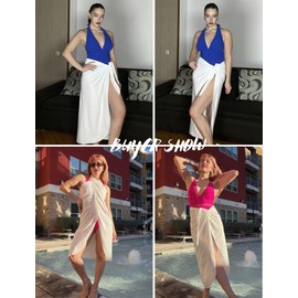 AI'MAGE Sarong Wraps for Women Long Hollow Swimsuit Coverup Tie Beach Bikini Skirt Cover Up Bathing Suit Pareo Wraps M/XL