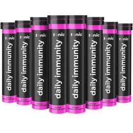 Tonic Health Daily Immunity Tablets - 4-in-1 Effervescent Multivitamins, Minerals & Phytonutrients - Vitamin D, Vitamin C and Zinc - Vegan, No Sugar- Max Strength Tablets, Raspberry & Lemon, 160 Count