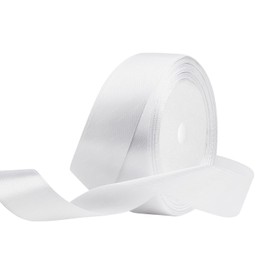 White Satin Ribbon, 1 Inches x 25 Yards Solid Fabric Ribbons for Gift Wrapping, Flower Bouquet, Crafts and Wedding Party Decoration