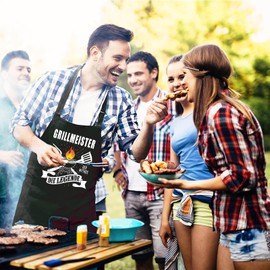 XCSJKJ Grillschürze für Männer Kochschürze Herren Lustig, mit 4 Taschen Grillen Geschenk BBQ Schürze Küchenschürze, der Mann der Mythos die Legende Schwarz Schürzen GRILLMEISTER