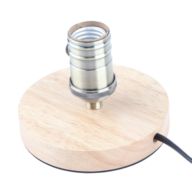 E26/E27 Table Lamp Holder Household Retro Wooden Lamp Base with