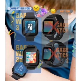 Seltureone 3 Pack for GABB Watch 3/3e Screen Protector Case, Hard PC Protective Case Built-in Tempered Glass, for Gabb Kids Watch 3 Accessories Only (Black)