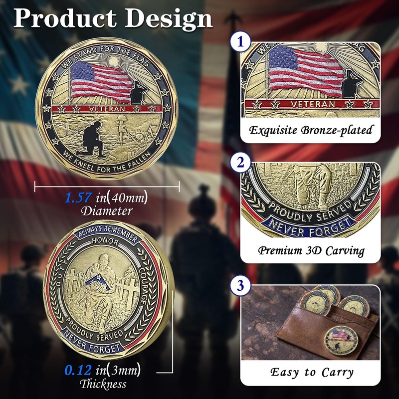 U.S. Veteran Challenge Coin We Stand for The Flag We