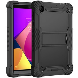 KIQ Guardian Case for TCL Tab 8 LE/TCL Tab 8, Hybrid Shockproof Cover with Kickstand - Black/Black