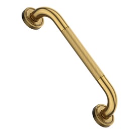 12 Inch Bronze Shower Grab Bar Gold, Munzong Antique Brass Bathroom Grab Bar w/Anti-Slip Knurled Grip, Bathroom Balance Bar, Safety Bath Handrail Support, Handicap Injury Elderly Senior Assist Handle