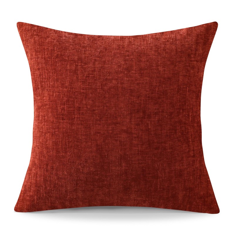 JOTOM Chenille Cushion Covers 50x50 cm Soft Rust Decorative Throw