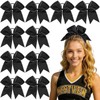CN Black Large Cheer Bows, Cheerleading Bows Ponytail Holder for
