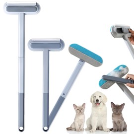 2 Stück Tierhaarentferner, 3 in 1 Pet Hair Remover, Multifunktion Tierhaarentferner Bürste, katzenhaarentferner mit Kleiner Bürste, Abnehmbarer Verlängerter Griff，für Bettlaken, Teppiche, Kleidung