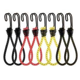 PATIKIL 6 Inch Bungee Cord with Hooks, 8 Pack 16cm Reflective Elastic Rope Heavy Bungee Straps Outdoor Strapping Tape Hook for Camping Hiking Tents Trucks,