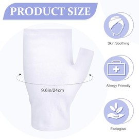 6 pares de guantes de eccema sin dedos hidratantes para adultos, algodón durante la noche manos secas (blanco)