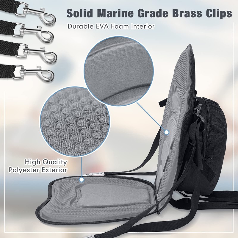Lewtemi 2 Pack Kayak Seats with Back Support Padded Boat