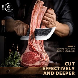 Dream Reach Hand Forged Meat Cleaver Knife,Full Tang High Carbon Steel Butcher Knife with Belt Sheath and Gift Box,Gift for Dad,Kitchen or Camping