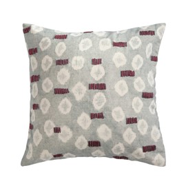 Creative Co-Op Creative Co-Op Linen Printed Pillow with Hand-Embroidery and Chambray Back, Multicolor