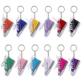Tunejoy Keyring Mini Canvas Sneaker Shoe Key Ring Key Pendant Birthday Party Souvenir Gift for Friend and Family Pack of 12, multicoloured