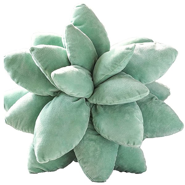 Nenalayo 17.7in Succulent Pillow, Cute Stuffed Plant Plush Pillows, 3D Succulents Cactus Pillow, Novelty Plush Cushion for Garden Bedroom Home Decor (Green-B)