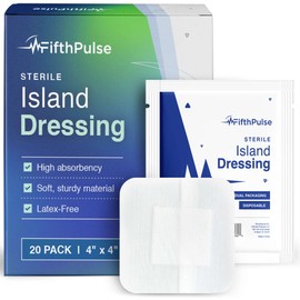 Bordered Gauze 4x4 Adhesive Bandages - Island Dressing Pads - (20) Individual Sterile Pads - Highly Absorbent and Breathable Wound Dressing