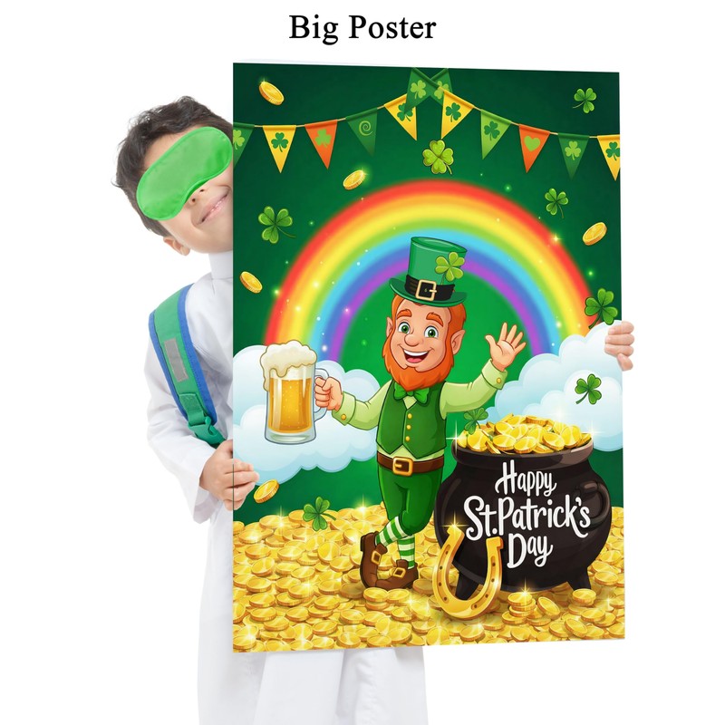 HRENCY St Patricks Party Games Pin The Hat on The