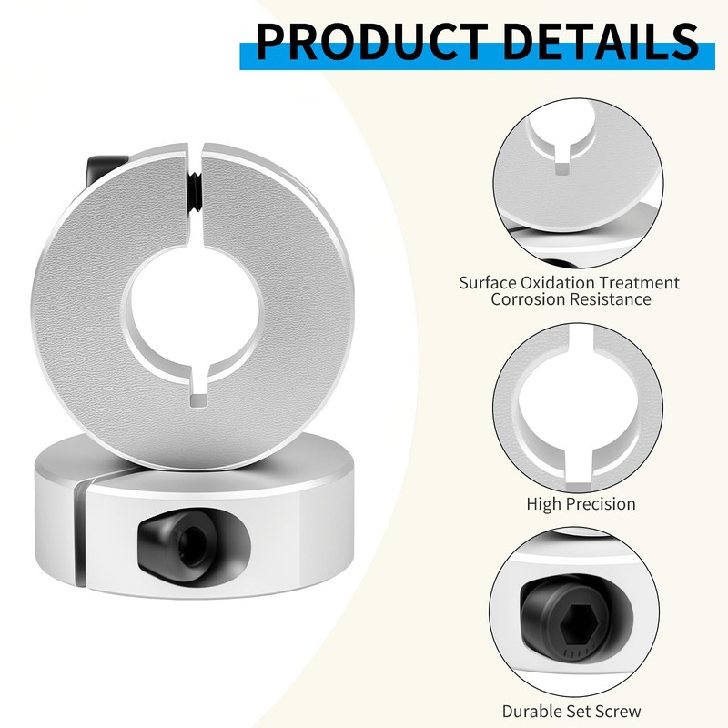 Split Shaft Collar, 4Pcs 12mm Aluminum One Piece Shaft Locking