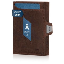 Marc Peter® Jupiter Genuine Leather Slim Wallet with Coin Compartment, Small Wallet for Men with RFID, Compact Wallet, Mini Wallet for Men, Credit Card Holder for up to 11 Cards, carbon, XL coin