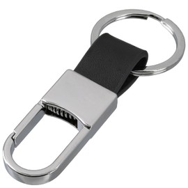 MOTIF Leather Key Holder, Carabiner, Key Ring, Key Case, Car, Motorcycle Ring, Black