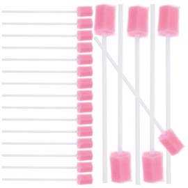KALLORY 100 Hisopos Bucales con Esponja para Cuidado Oral, Bastoncillos para Limpieza de Boca, Dientes y Encías, Aplicadores con Mango para Higiene Oral y Cuidado Personal, Rosa