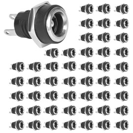 GERUI Pack of 50 DC Socket 5.5 x 2.1 mm 2-Pin DC Power Jack Socket DC Panel Socket DC Connector Copper, Brass, Zinc Alloys Material (with Nut)