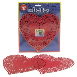 Hygloss Products Heart Paper Doilies – 8 Inch Red Lace Doily for Decorations, Crafts, Parties, 100 Pack