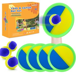 Aunnitery Outdoor Games - Beach Toys, Toss and Ball Set with 4 Paddles and 3 Balls, Perfect Yard Games Sets, Playground Sets for Backyards Easter Birthday for Kids/Adults/Family