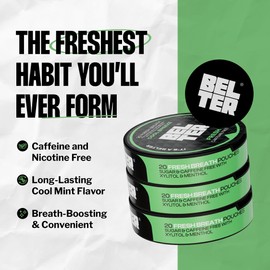 BELTER Fresh Cool Breeze Mint Pouches – 3 Pack (60 Count) – Sugar Free Pouch Mints with Menthol & Xylitol – Spearmint Flavor – Travel Friendly, No Gum, No Chew
