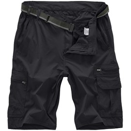 Jessie Kidden Men's Cargo Hiking Shorts Outdoor Lightweight Quick-Dry Tactical Walking Climbing Fishing Short with Zipper Pockets #6222Black-40