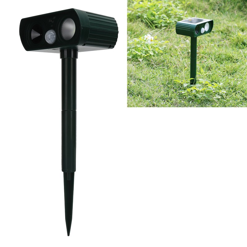Solar Powered LED Animal Repeller Ultrasonic Waterproof Animal Repellent for