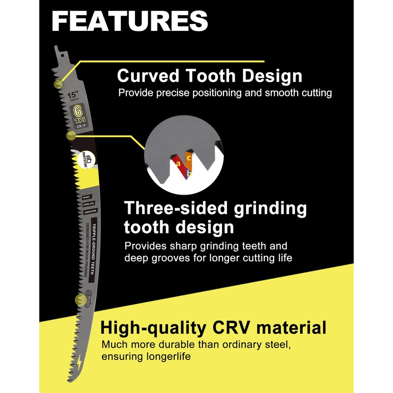 15-Inch Japanese Teeth Reciprocating Saw Blades 4PCS, DARTOTEK Curved Edge