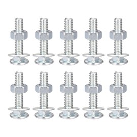sourcing map 1/4-20 x 1-1/4" Square Neck Carriage Bolts with Nuts & Washers, Carbon Steel Coach Bolt Screws 10 Set