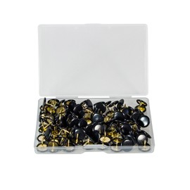 GCYQOOD 100 Pcs Black Thumb Tacks， Plastic Flat Thumb Tacks，0.39 inches Round Tacks， Push Pins for The Wall for Bulletin Boards, Cork Board， School, Home， Photo Wall, Reuse (100, Black)